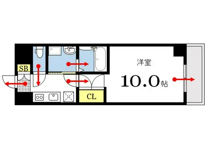 りらっくす三篠(1K/4階)の間取り写真