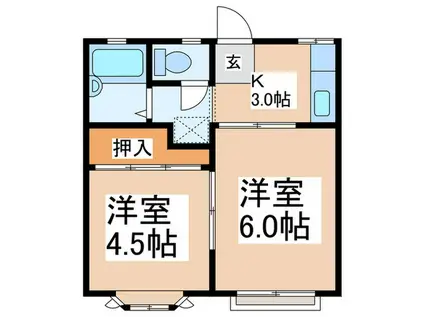 YKハイム(2K/1階)の間取り写真