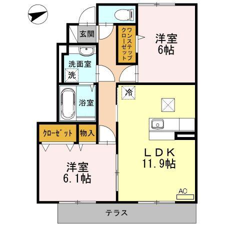 セジュール小川(2LDK/1階)の間取り写真