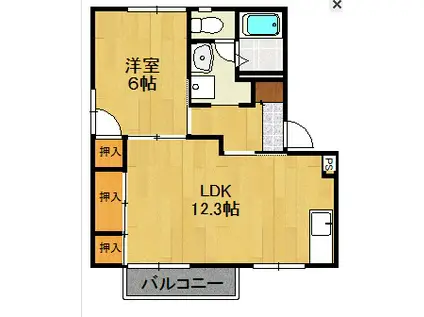 ラ・フォーレ21(1LDK/2階)の間取り写真