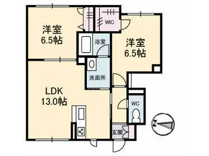シャーメゾンガーデンズ福富西 A棟(2LDK/1階)の間取り写真