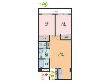 MKマンション宮前 AB棟(2LDK/1階)の間取り写真