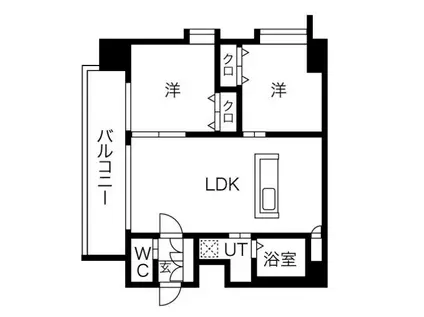 WOB京橋(2LDK/13階)の間取り写真