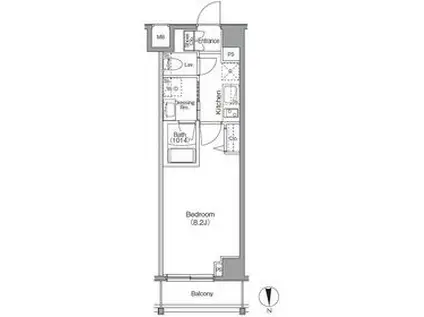 ボアビスタ門前仲町(1K/2階)の間取り写真