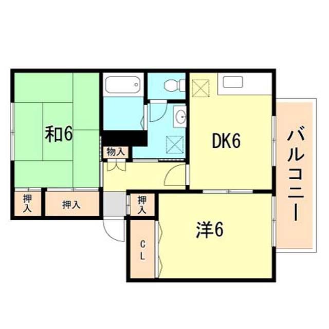 エクセレント西明石 A・B棟(2DK/1階)の間取り写真