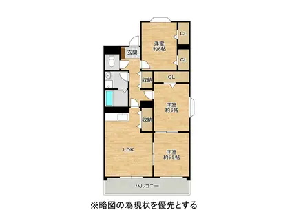 カーサ中央(3LDK/1階)の間取り写真