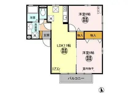 シュプルース(2LDK/1階)の間取り写真