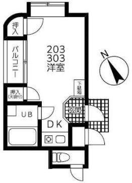 第2ハイツ小池(1DK/3階)の間取り写真