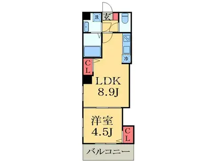 ニュートリノ要(1LDK/6階)の間取り写真