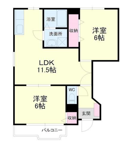 フローレンスI(2LDK/1階)の間取り写真