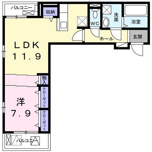 グランドール(1LDK/3階)の間取り写真