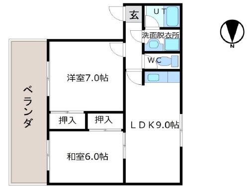 レジデンスさくら(2LDK/2階)の間取り写真