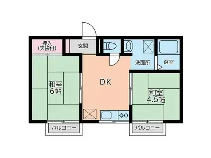 パビヨンASUKAI(2DK/2階)の間取り写真