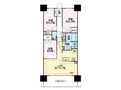レーベンつくばCORIS(3LDK/13階)の間取り写真