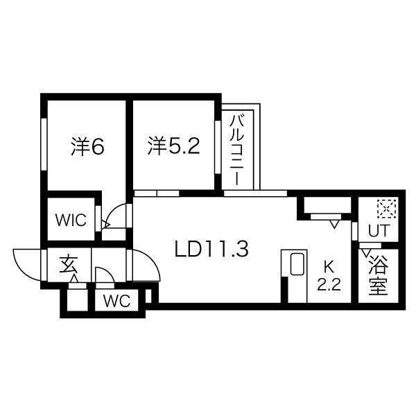 ブランシャール発寒3・3(2LDK/2階)の間取り写真