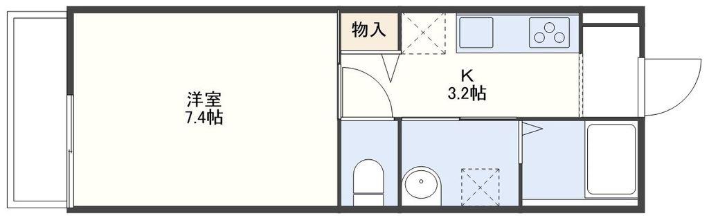 ESTELA長与(1K/2階)の間取り写真