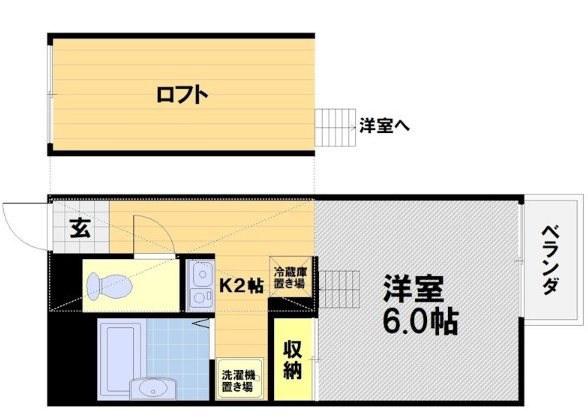 LOFTY小桜(1K/2階)の間取り写真