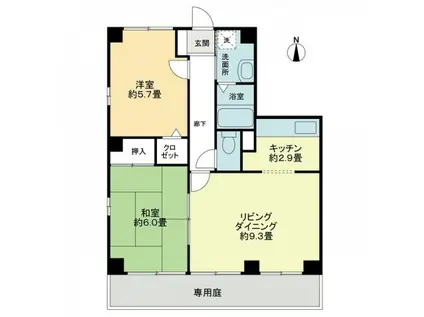 フォブールMII(2LDK/1階)の間取り写真