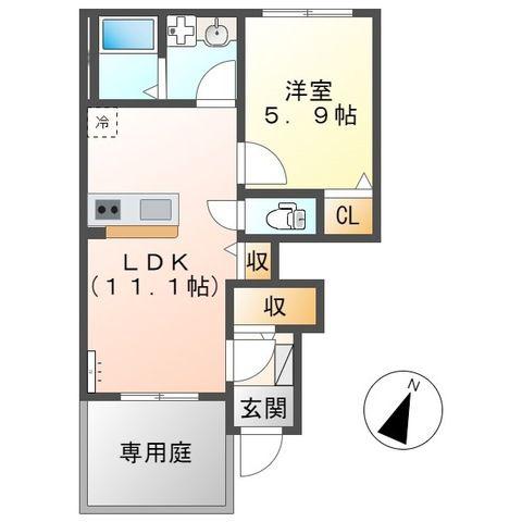 アメニティハウス冨雄(1LDK/1階)の間取り写真