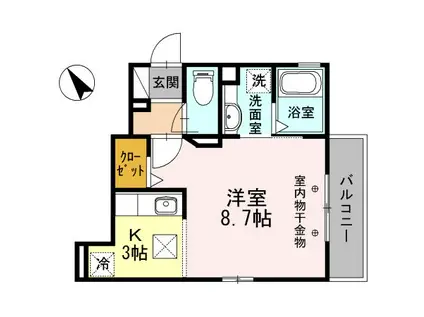 アヴェニール(ワンルーム/1階)の間取り写真