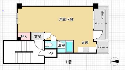 中銀新青木公園マンション(ワンルーム/1階)の間取り写真