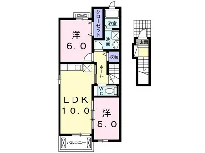 グリシーヌパークA(2LDK/2階)の間取り写真