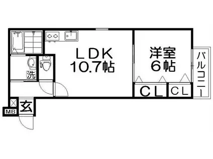 フジパレス萱島(1LDK/3階)の間取り写真