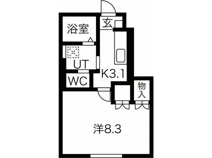 ＪＲ東北本線 村崎野駅 徒歩32分 2階建 築3年(1K/1階)の間取り写真