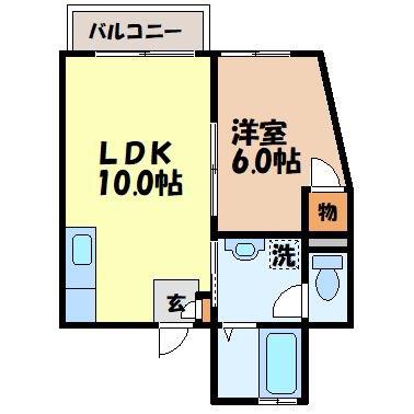 ハイツ笹山(1LDK/2階)の間取り写真