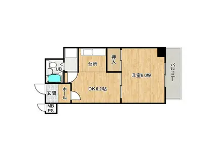 高津ビューハイツ(1DK/3階)の間取り写真