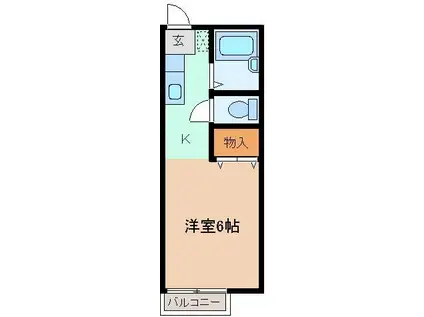 アンソレール A棟(1K/2階)の間取り写真
