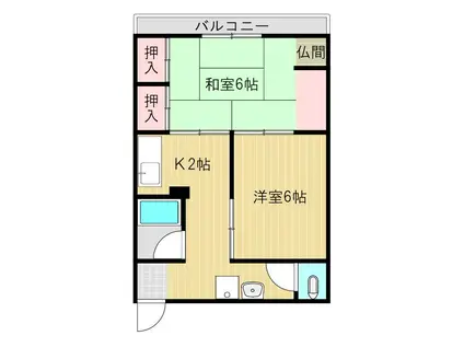 大井ビルA棟(2K/2階)の間取り写真