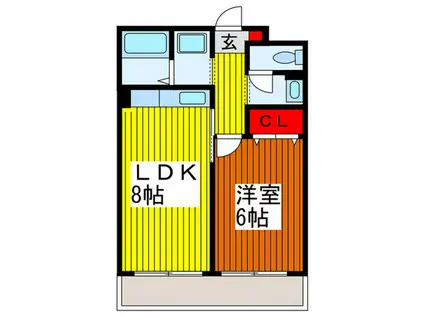 パークサイド・アルファー(1LDK/1階)の間取り写真