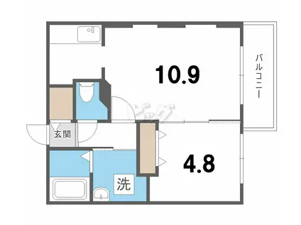 HANA 24(1LDK/4階)の間取り写真