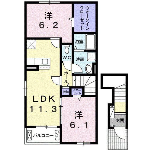 メゾンアイ(2LDK/2階)の間取り写真