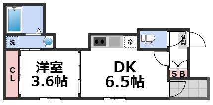 ソリュートピア(1DK/3階)の間取り写真