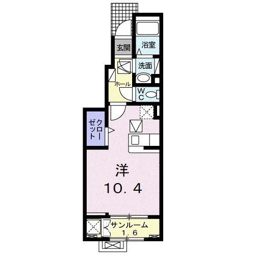 フルール(ワンルーム/1階)の間取り写真