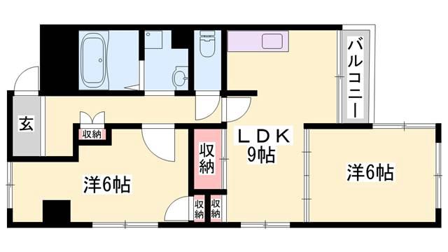 野里寺町中村コーポ(3LDK/5階)の間取り写真