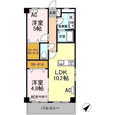 アートレジデンス聖蹟(2LDK/2階)の間取り写真