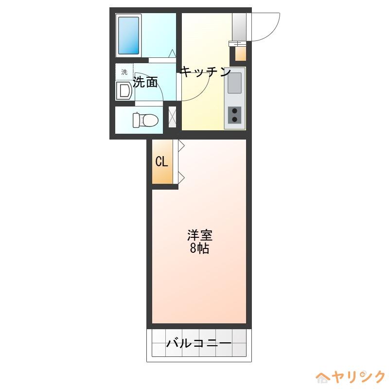 クレフラスト守山西(1K/1階)の間取り写真