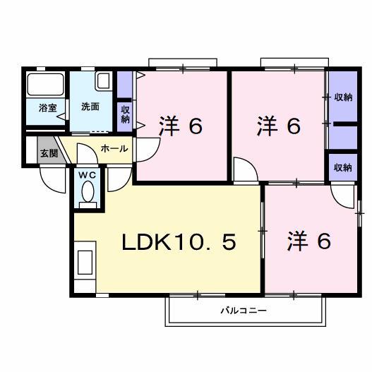 プレンティ嵐山A棟(3LDK/1階)の間取り写真