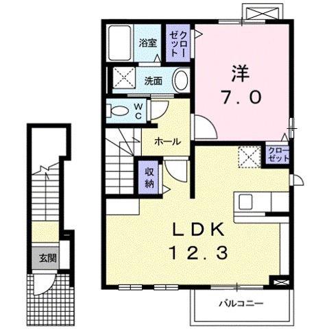 ブリーズヒル(1LDK/2階)の間取り写真