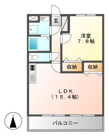 パンヴィラジュ(1LDK/1階)の間取り写真