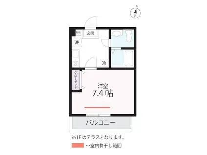 クワイエット クラブ ハウス 鶴見浅野(1K/1階)の間取り写真
