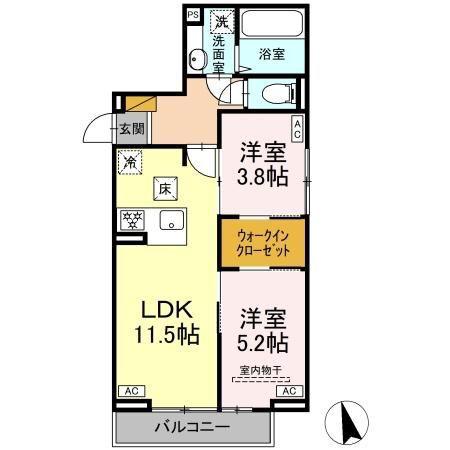D-SOLACE津田沼II(2LDK/1階)の間取り写真