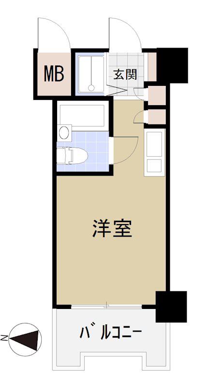 ライオンズマンション横浜反町(ワンルーム/5階)の間取り写真