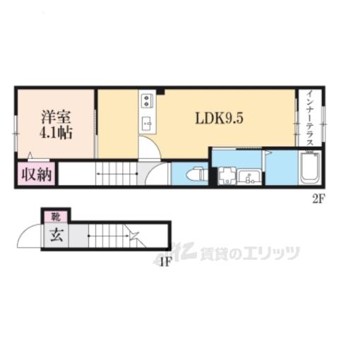 草津市草津3丁目アパート(1LDK/2階)の間取り写真