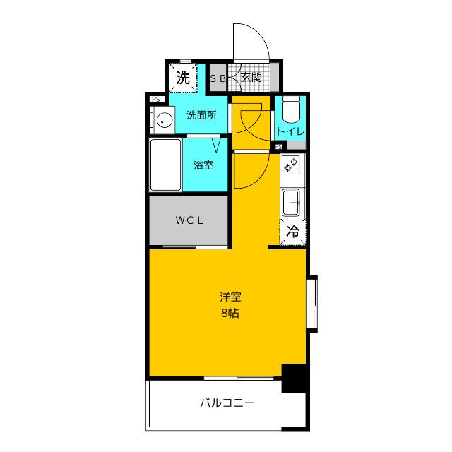 エンクレスト博多III(1K/9階)の間取り写真