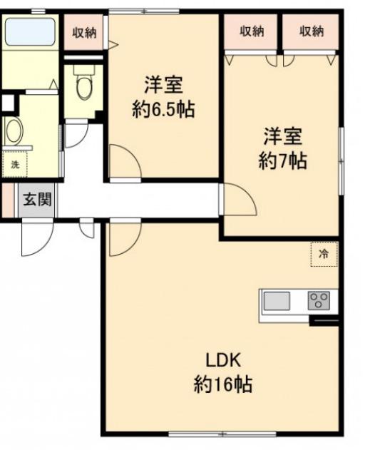ブルーメ白水I(2LDK/1階)の間取り写真
