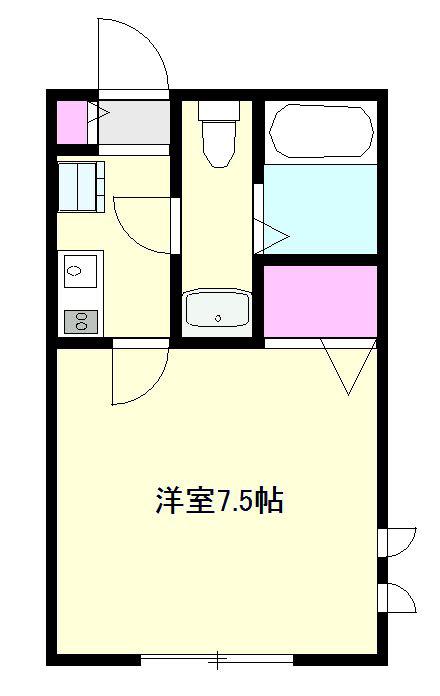 セントヴィレッジ2号棟(1K/1階)の間取り写真